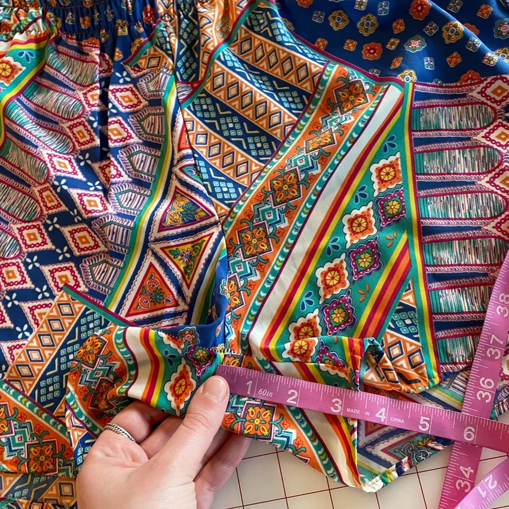 Pronto USA Nordstrom sz large fun tribal print inspired orange pink blue - Picture 7 of 13